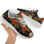 Vintage Floral Skull Pattern Print Sport Shoes GearFrost