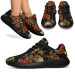 Vintage Floral Skull Pattern Print Sport Shoes GearFrost