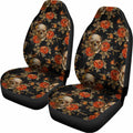 Vintage Floral Skull Pattern Print Universal Fit Car Seat Covers