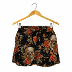 Vintage Floral Skull Pattern Print Women's Shorts