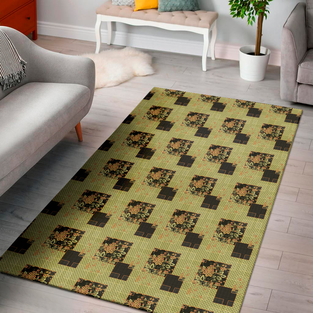 Vintage Flower Patchwork Pattern Print Area Rug