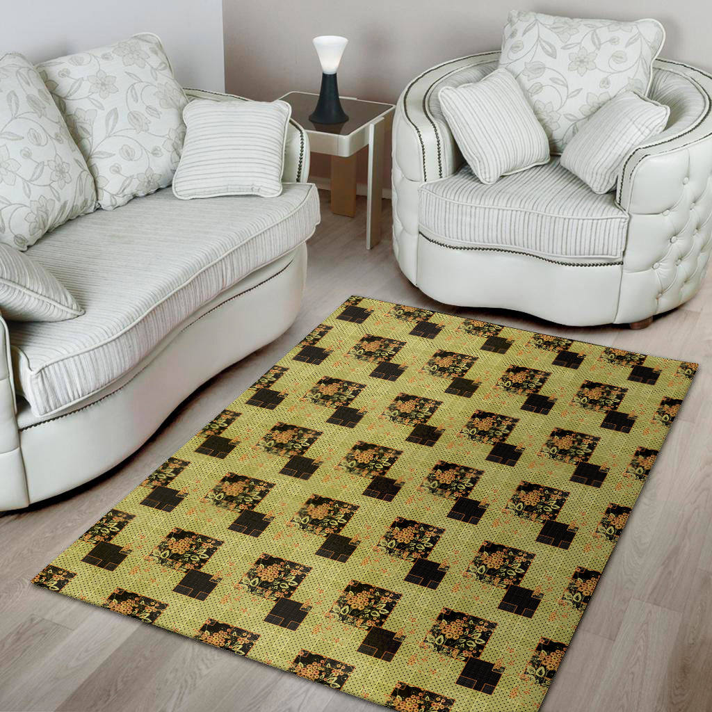 Vintage Flower Patchwork Pattern Print Area Rug