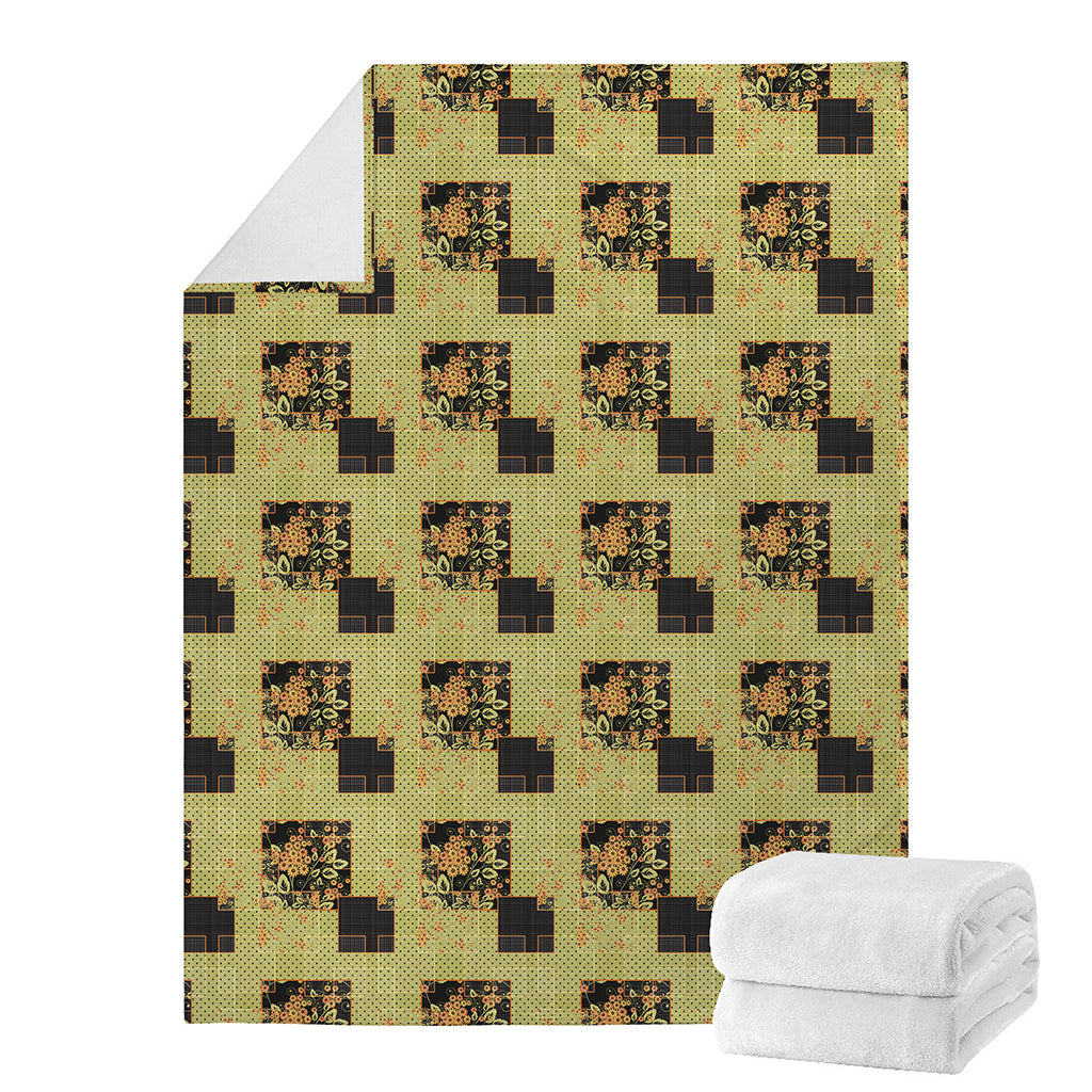 Vintage Flower Patchwork Pattern Print Blanket