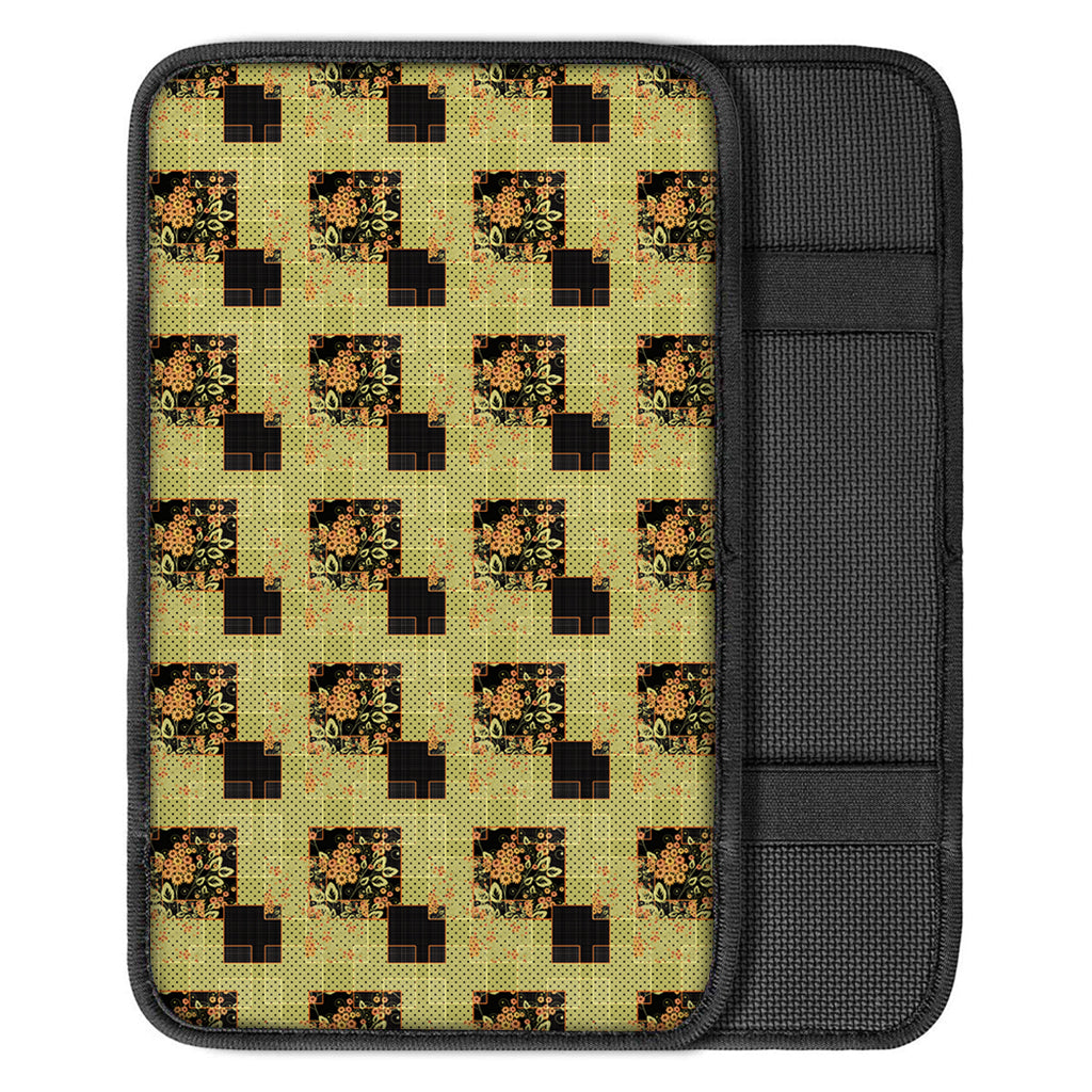 Vintage Flower Patchwork Pattern Print Car Center Console Cover