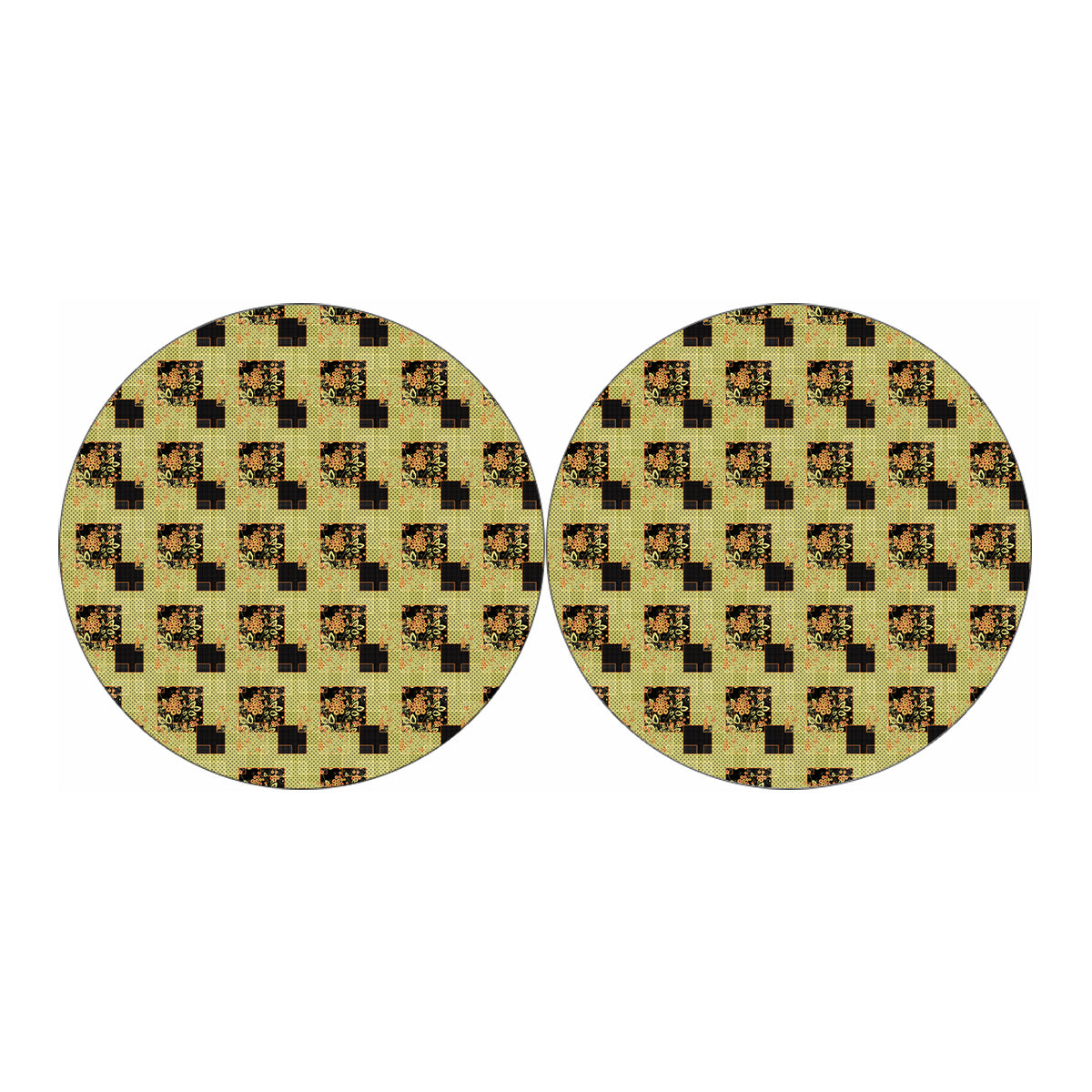 Vintage Flower Patchwork Pattern Print Car Coasters