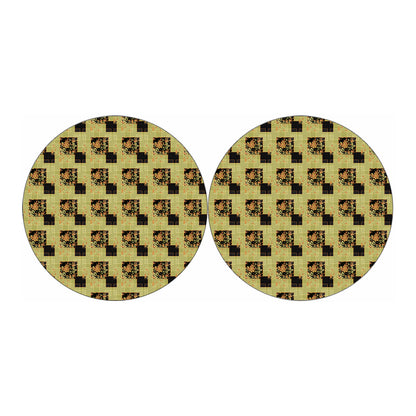 Vintage Flower Patchwork Pattern Print Car Coasters