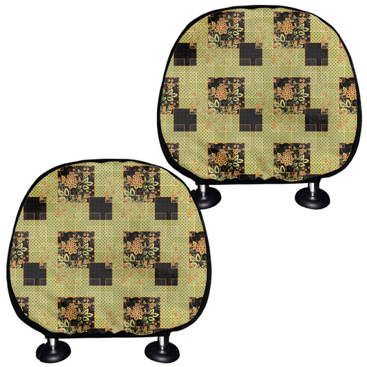 Vintage Flower Patchwork Pattern Print Car Headrest Covers