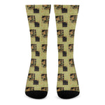 Vintage Flower Patchwork Pattern Print Crew Socks