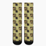 Vintage Flower Patchwork Pattern Print Crew Socks