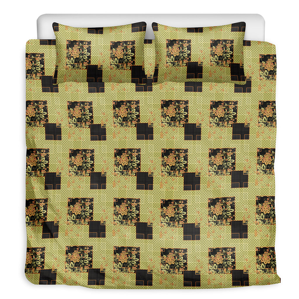 Vintage Flower Patchwork Pattern Print Duvet Cover Bedding Set