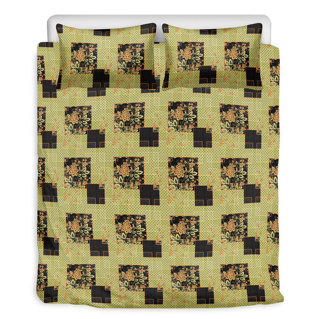 Vintage Flower Patchwork Pattern Print Duvet Cover Bedding Set