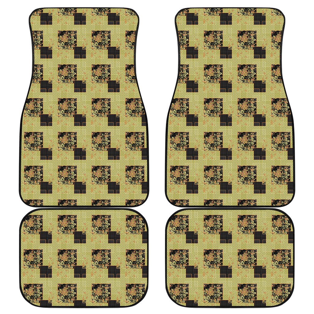 Vintage Flower Patchwork Pattern Print Front and Back Car Floor Mats