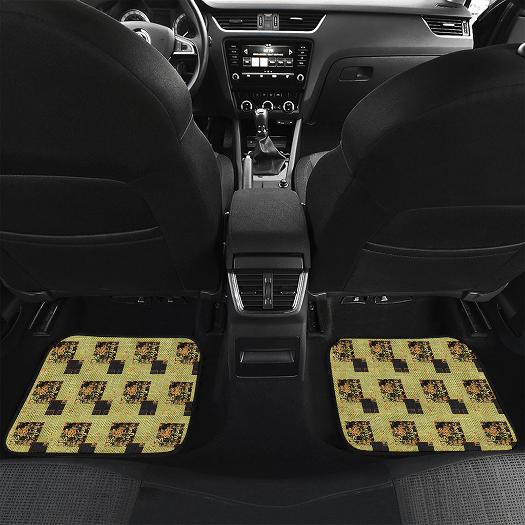 Vintage Flower Patchwork Pattern Print Front and Back Car Floor Mats