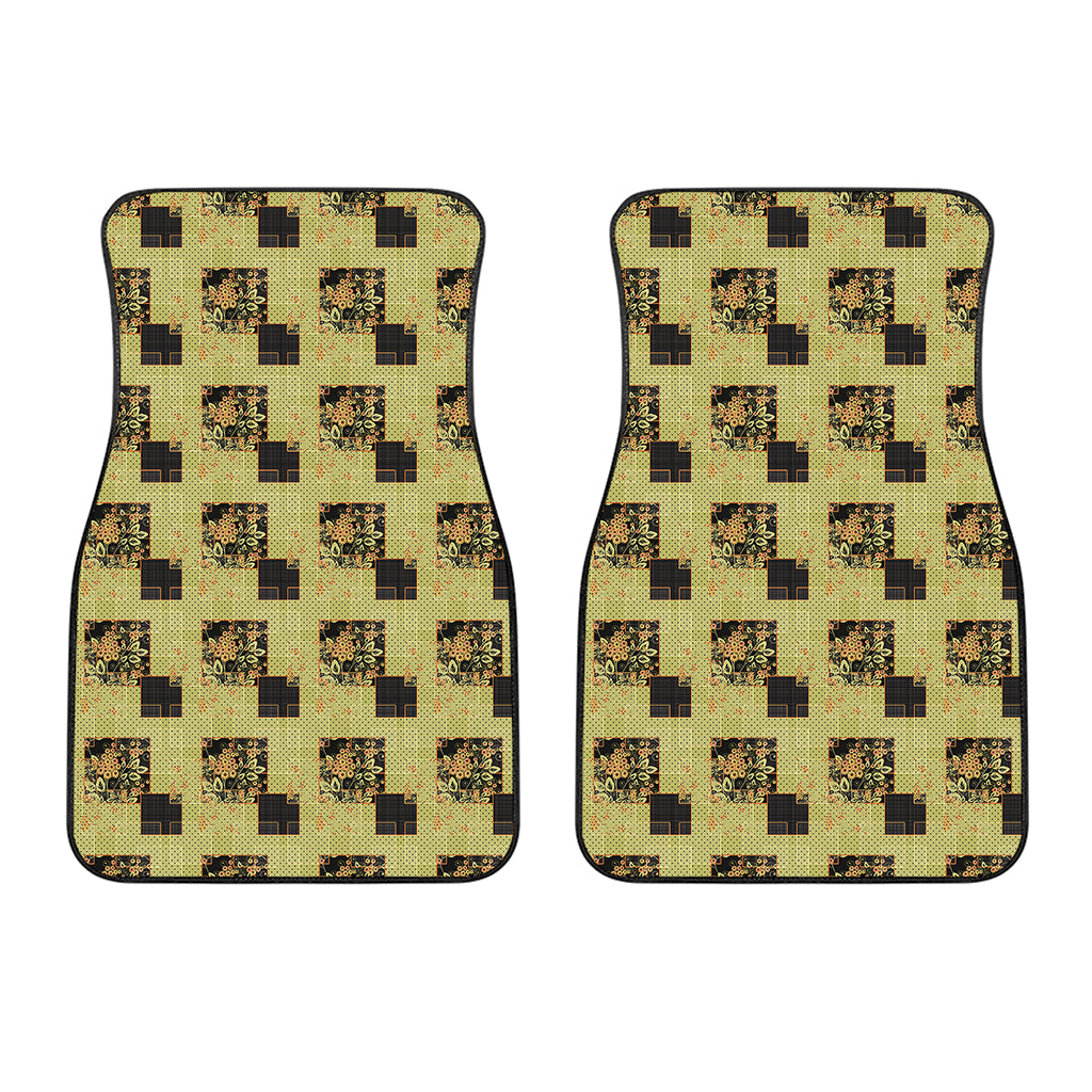 Vintage Flower Patchwork Pattern Print Front Car Floor Mats