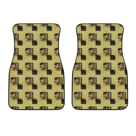 Vintage Flower Patchwork Pattern Print Front Car Floor Mats