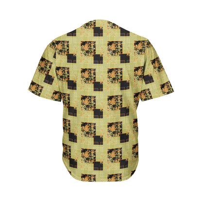 Vintage Flower Patchwork Pattern Print Men's Baseball Jersey
