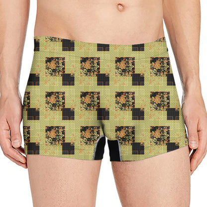 Vintage Flower Patchwork Pattern Print Men's Boxer Briefs