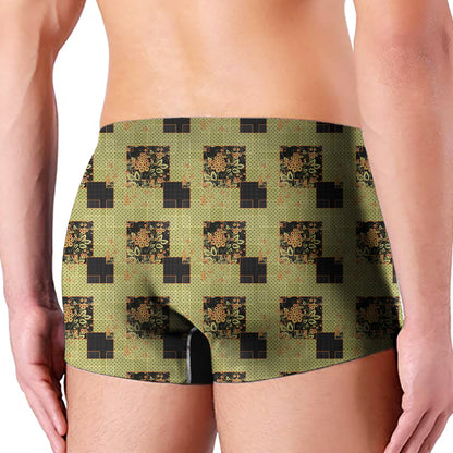 Vintage Flower Patchwork Pattern Print Men's Boxer Briefs