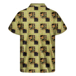 Vintage Flower Patchwork Pattern Print Men's Short Sleeve Shirt