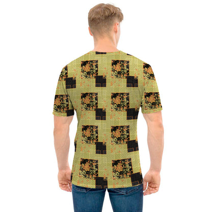 Vintage Flower Patchwork Pattern Print Men's T-Shirt