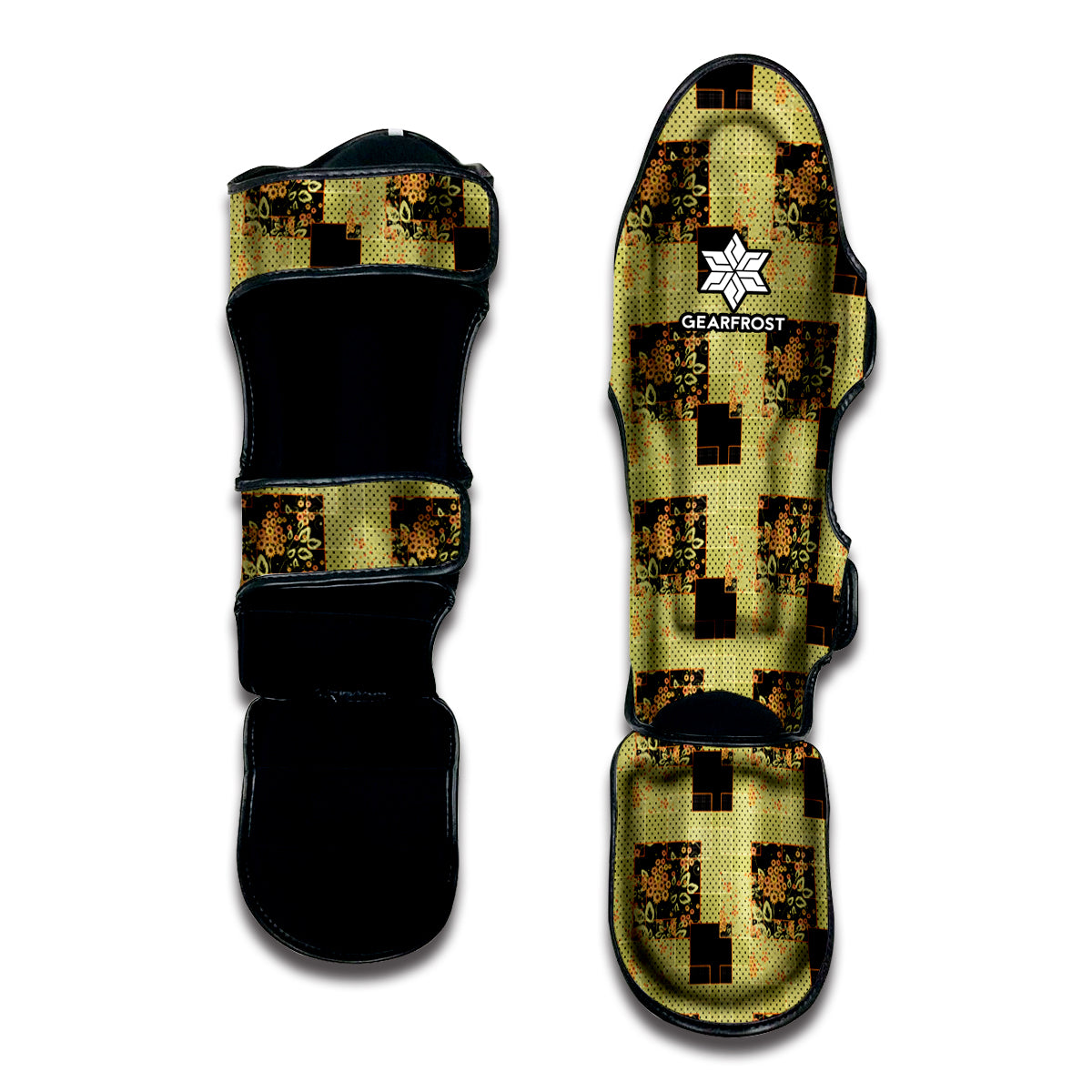 Vintage Flower Patchwork Pattern Print Muay Thai Shin Guard