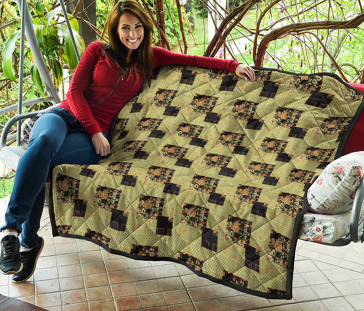 Vintage Flower Patchwork Pattern Print Quilt