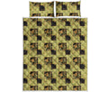 Vintage Flower Patchwork Pattern Print Quilt Bed Set