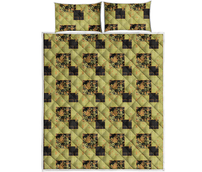 Vintage Flower Patchwork Pattern Print Quilt Bed Set