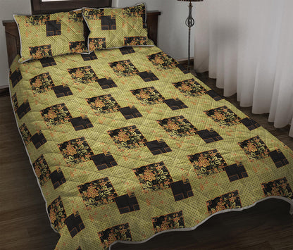Vintage Flower Patchwork Pattern Print Quilt Bed Set
