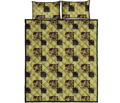 Vintage Flower Patchwork Pattern Print Quilt Bed Set
