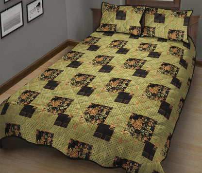 Vintage Flower Patchwork Pattern Print Quilt Bed Set