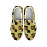Vintage Flower Patchwork Pattern Print White Slip On Shoes