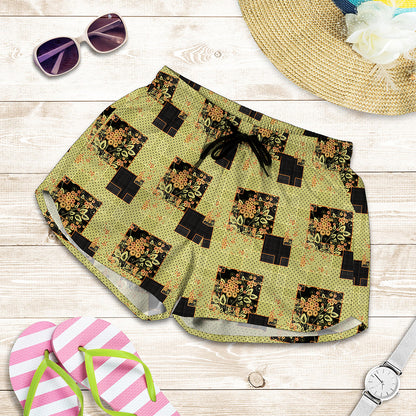 Vintage Flower Patchwork Pattern Print Women's Shorts
