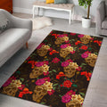 Vintage Flowers Skull Pattern Print Floor Mat