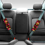 Vintage Flowers Skull Pattern Print Car Seat Belt Covers