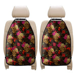 Vintage Flowers Skull Pattern Print Car Seat Organizers