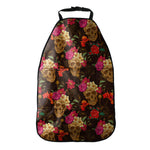 Vintage Flowers Skull Pattern Print Car Seat Organizers
