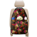 Vintage Flowers Skull Pattern Print Car Seat Organizers