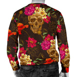 Vintage Flowers Skull Pattern Print Men's Crewneck Sweatshirt GearFrost