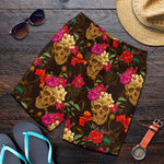 Vintage Flowers Skull Pattern Print Men's Shorts