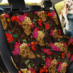 Vintage Flowers Skull Pattern Print Pet Car Back Seat Cover