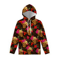 Vintage Flowers Skull Pattern Print Pullover Hoodie