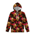 Vintage Flowers Skull Pattern Print Pullover Hoodie