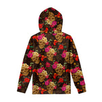 Vintage Flowers Skull Pattern Print Pullover Hoodie
