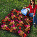 Vintage Flowers Skull Pattern Print Quilt