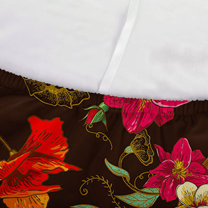 Vintage Flowers Skull Pattern Print Sofa Cover