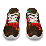 Vintage Flowers Skull Pattern Print Sport Shoes GearFrost