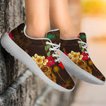Vintage Flowers Skull Pattern Print Sport Shoes GearFrost