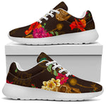 Vintage Flowers Skull Pattern Print Sport Shoes GearFrost