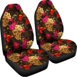 Vintage Flowers Skull Pattern Print Universal Fit Car Seat Covers